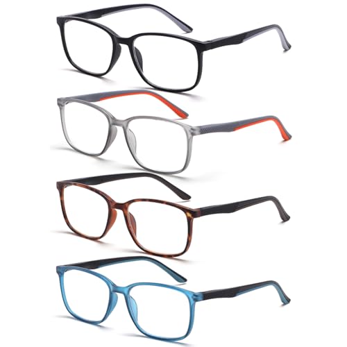 BLOEXCLU Progressive Multifocus Reading Glasses Men Women Blue Light Blocking Readers with Spring Hinge Two-tone Design (4 Mix Color-1, 1.5, x) - Image 2