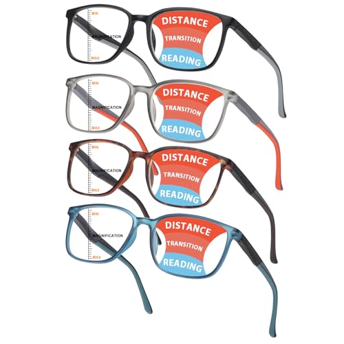 BLOEXCLU Progressive Multifocus Reading Glasses Men Women Blue Light Blocking Readers with Spring Hinge Two-tone Design (4 Mix Color-1, 1.5, x) - Image 1