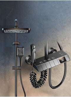 XiuWoo Shower Set, Thermostatic Shower Faucet Set Wall Mounted Shower Faucet Set Piano and Shower Keys with Bath Spout, Hand Sprayer  - Image 1