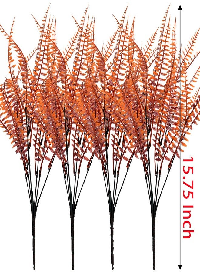 CLONG Artificial Fall Plants Fake Ferns Plant Artificial Flowers for Outdoors UV Resistant Plastic Greenery Plants (4, Fall) - Image 4