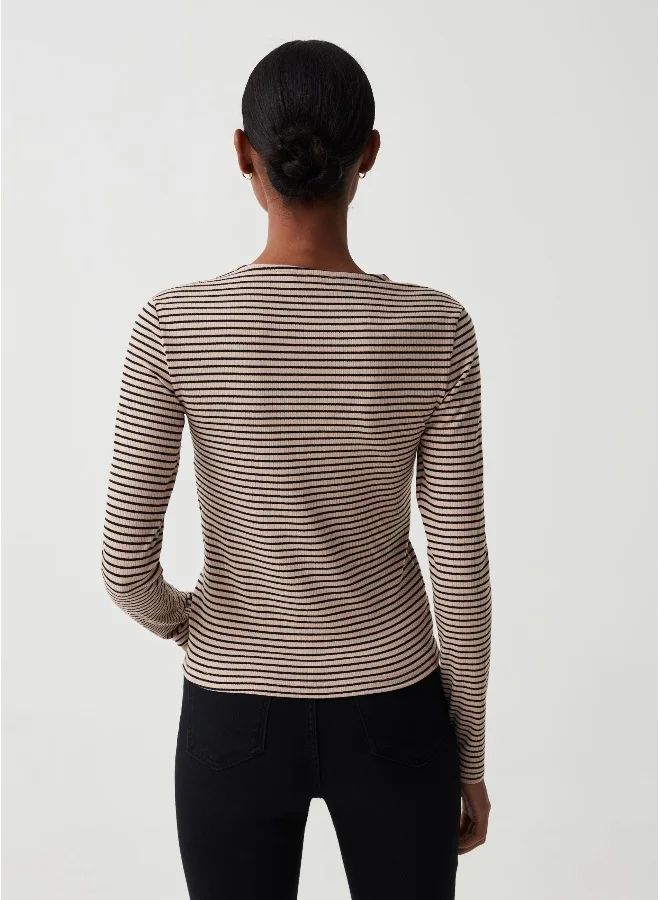 Ovs Striped T-shirt with long sleeves and knot