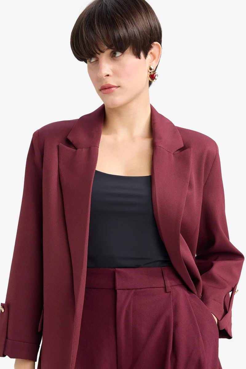 ديفاكتو Oversize Fit Jacket Collar Basic Blazer