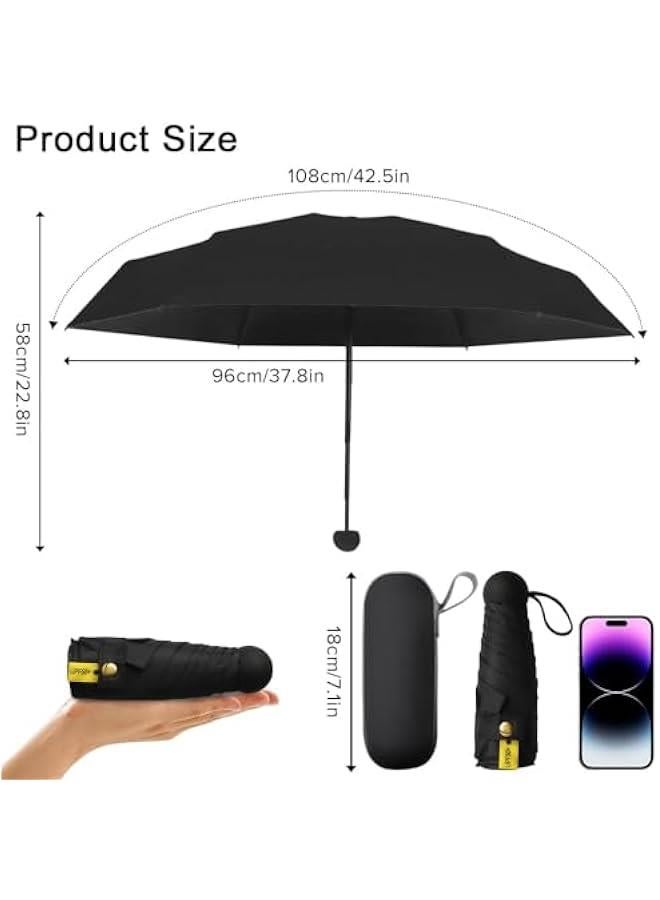 HOOKOR Mini Travel Umbrella with Case, 8 Ribs Windproof Anti-UV Auto Open & Close Compact Umbrella - Image 2