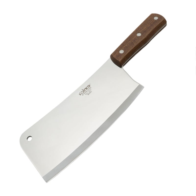 Winco 8" Heavy Duty Chinese Cleaver with Wooden Handle, 3-1/2â€³ - Image 3