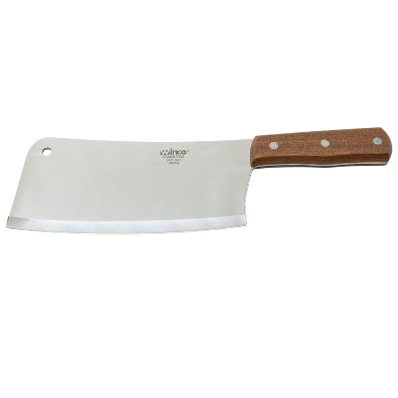 Winco 8" Heavy Duty Chinese Cleaver with Wooden Handle, 3-1/2â€³ - Image 1