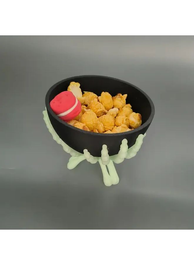 2Pcs Gothic Skull Hand Bowl Holder With Black Base Durable Plastic Candy Dish Halloween Party Decor - Image 1