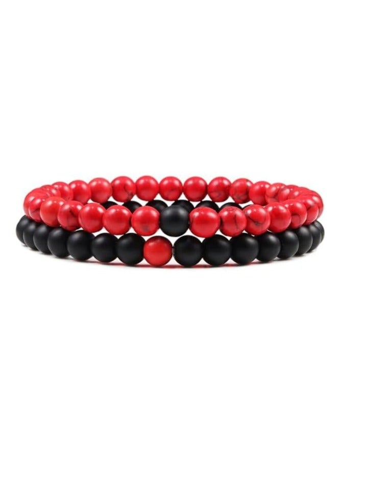 Black and transparent red bracelets - Image 1