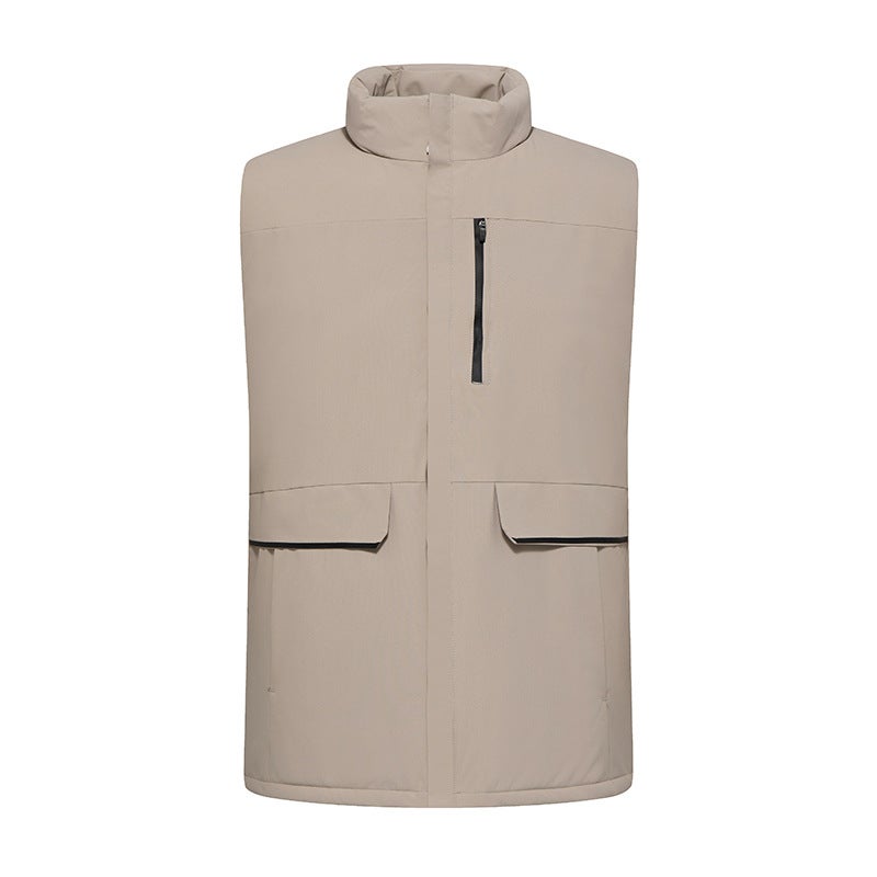 Couple Outdoor Sports Vest Waterproof Warm Sleeveless Jacket With Cotton Standing Collar Large Pocket Vest Jacket - Image 1