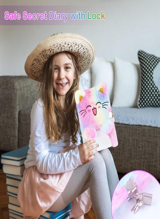 PJDRLLC Cat Diary with Lock, Gift for 6 7 8 Year Old Girl, Secret Diary Journal Notebook with Coin Purse, Multicolored Pen, Post-it Notes, Stickers, Practical Gift for Birthday, Christmas (B Cute Cat) - Image 2