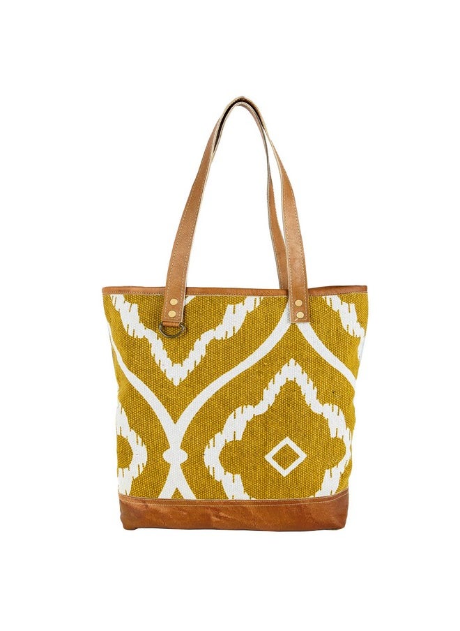 Komal's Passion Leather - Kpl Sel De Mer Upcycled Canvas And Leather Hand Bag Cowhide Tote Bag Shopping Bag Carry On Leather Bag - Image 1