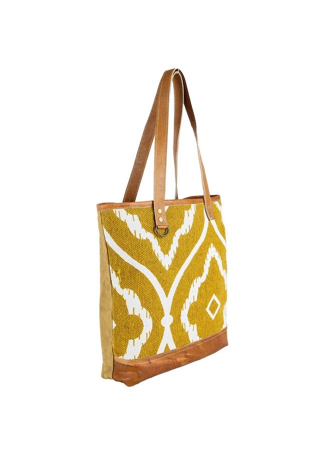 Komal's Passion Leather - Kpl Sel De Mer Upcycled Canvas And Leather Hand Bag Cowhide Tote Bag Shopping Bag Carry On Leather Bag - Image 1