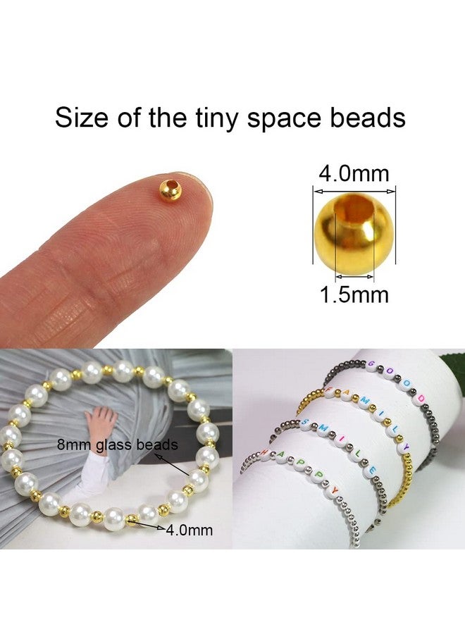 PAMIR TONG 4000Pcs 4Mm Assorted Space Loose Beads Metal Seamless Smooth Round Beads Rondelle Slide Ball Beads For Diy Jewelry Making Bracelet Necklace Crafts Supplies349. - Image 5