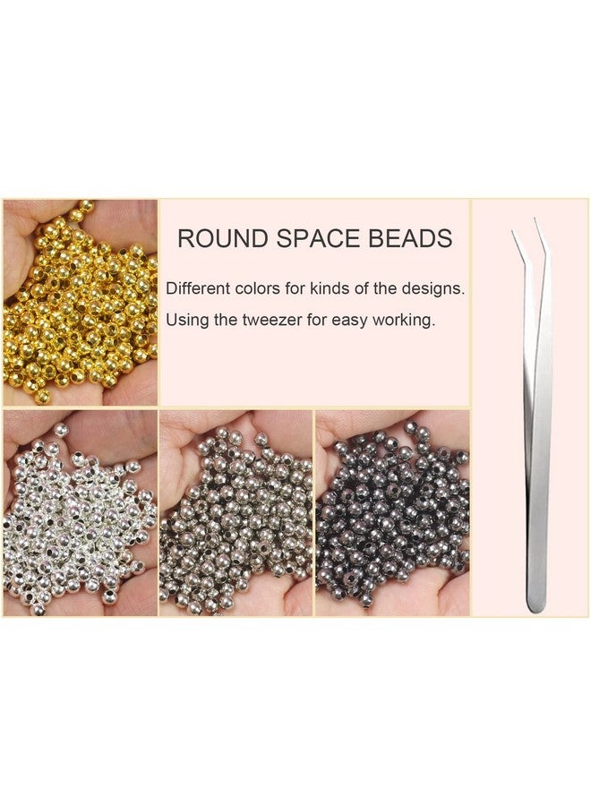 PAMIR TONG 4000Pcs 4Mm Assorted Space Loose Beads Metal Seamless Smooth Round Beads Rondelle Slide Ball Beads For Diy Jewelry Making Bracelet Necklace Crafts Supplies349. - Image 3