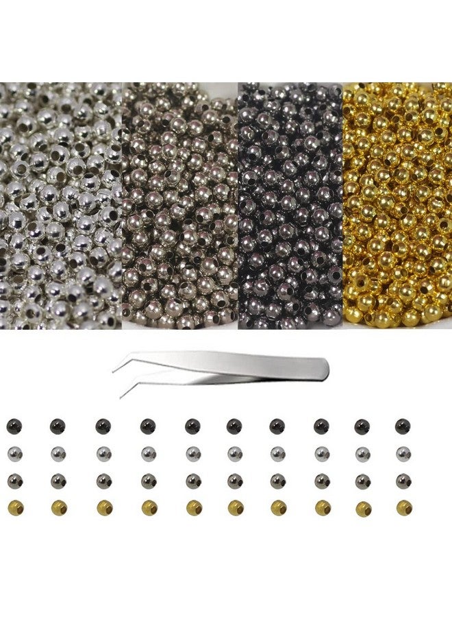 PAMIR TONG 4000Pcs 4Mm Assorted Space Loose Beads Metal Seamless Smooth Round Beads Rondelle Slide Ball Beads For Diy Jewelry Making Bracelet Necklace Crafts Supplies349. - Image 1