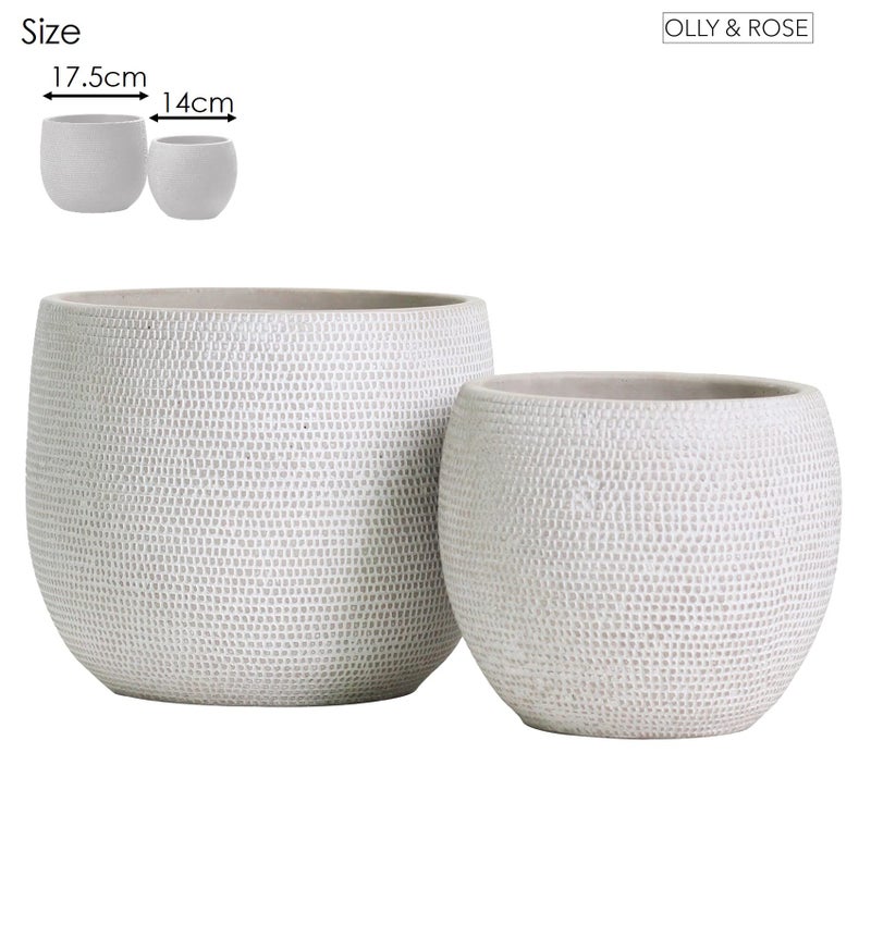 Olly & Rose Barcelona Ceramic Plant Pot Set 2 - White Flower Pots - Indoor & Outdoor Planters (White) - Image 5