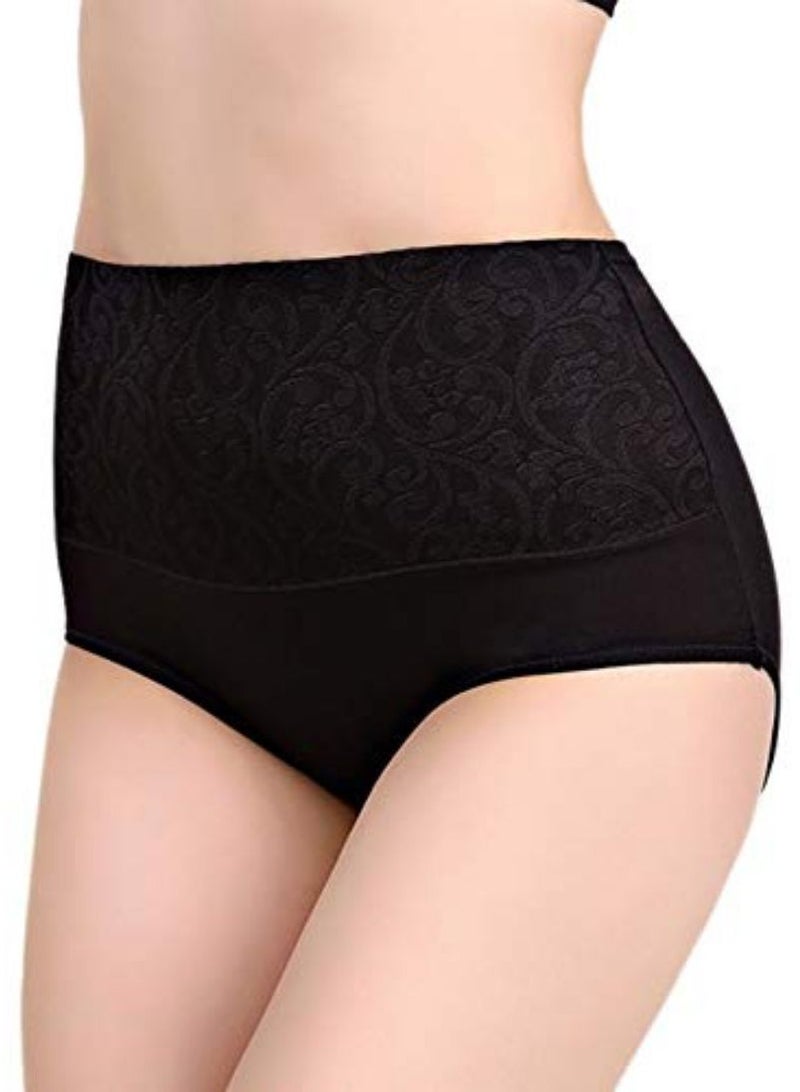 Glamroot Women's Cotton High Waist Full Coverage Tummy Control Panty (Pack Of 2), Black/Beige - Image 2