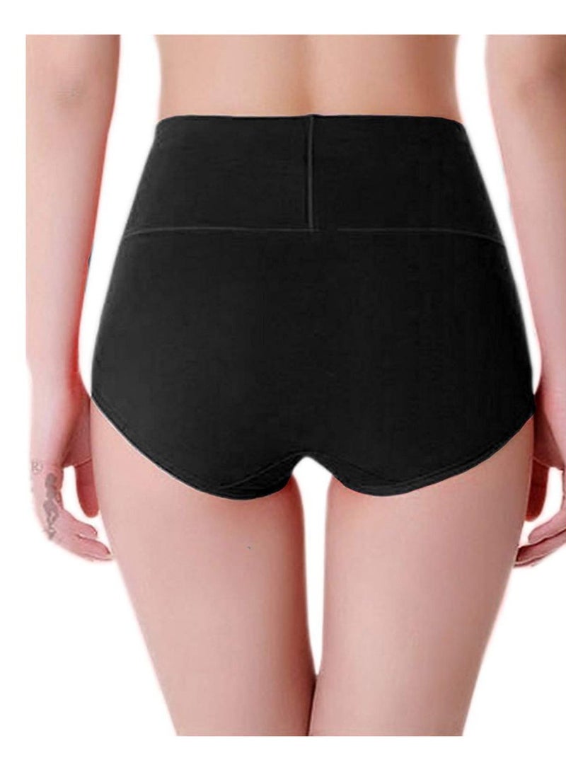 Glamroot Women's Cotton High Waist Full Coverage Tummy Control Panty (Pack Of 2), Black/Beige - Image 3