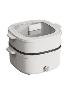 Multi-Functional Electric Hot Pot, 4.5 Liters, for Fry Boil Suffocate Stir-fry, 1350W Shabu Hot Pot Non-Stick Electric Cooker, White