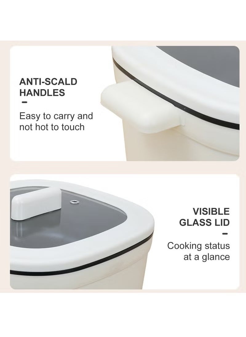 XiuWoo - Multi-Functional Electric Hot Pot, 4.5 Liters, for Fry Boil Suffocate Stir-fry, 1350W Shabu Hot Pot Non-Stick Electric Cooker, White - Image 1