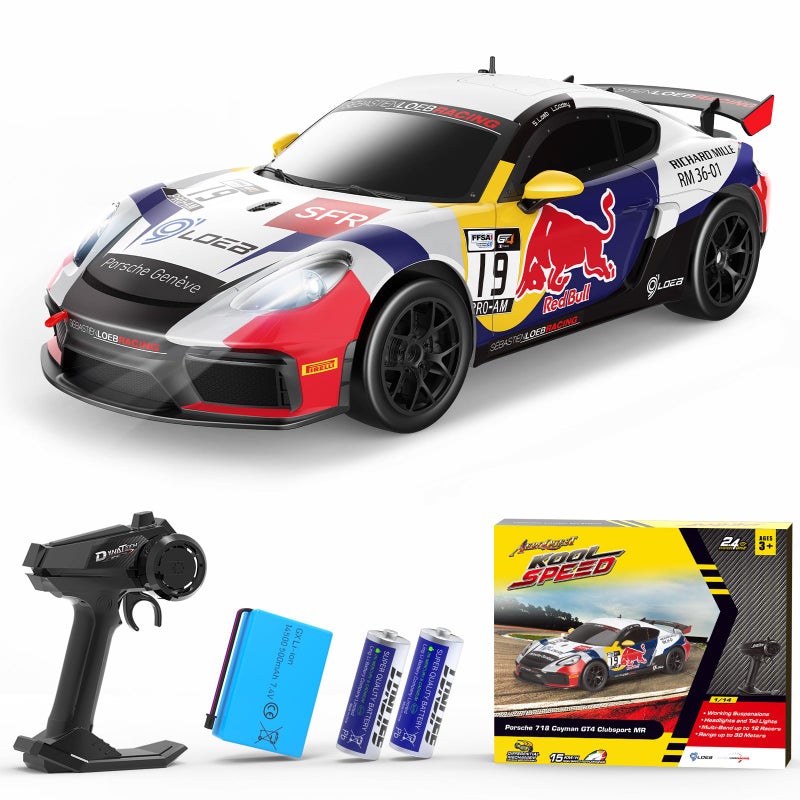 AEROQUEST Porsche Remote Control Car Officially Licensed Porsche 718 Cayman GT4 Toy Car 114 Red Bull Porsche RC Car Birthday Gift for BoysGirlsTeens and Adults - Image 3