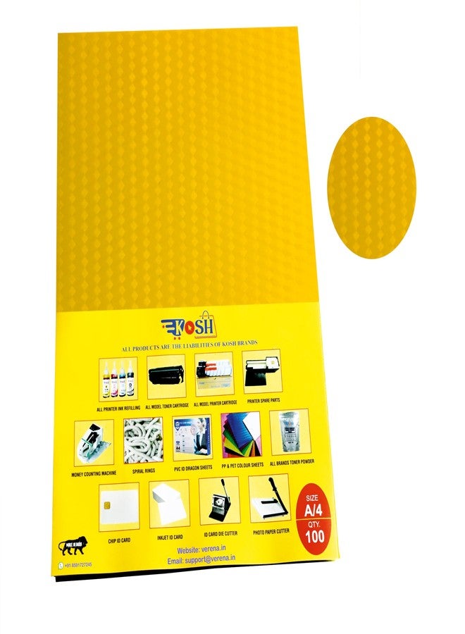 Kosh أوراق تجليد الكتب الحلزونية من مادة PVC من كوش، مقاس A/4 (مجموعة من 100 ورقة، لون أصفر) - Image 1