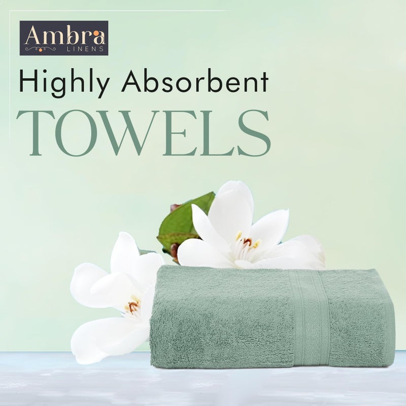Ambra Linens 500 GSM Highly Absorbent Bath Towel 100% Cotton Soft and Plush All Seasons Use Large Everyday Use Durable (1 Piece of Bath Towel, Aqua Green) - Image 2