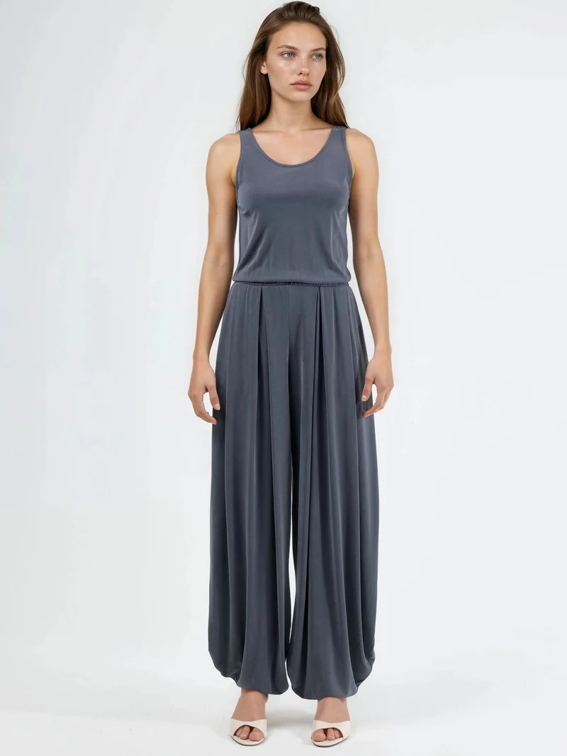 Busem Dark Grey BUSEM Pleated Modal Jumpsuit for Women | Best Price UAE