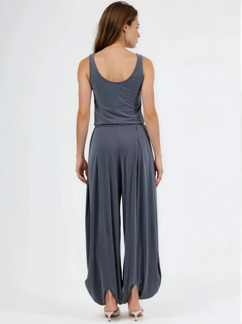 Busem Dark Grey BUSEM Pleated Modal Jumpsuit for Women | Best Price UAE