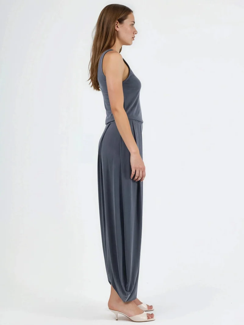 Busem Dark Grey BUSEM Pleated Modal Jumpsuit for Women | Best Price UAE