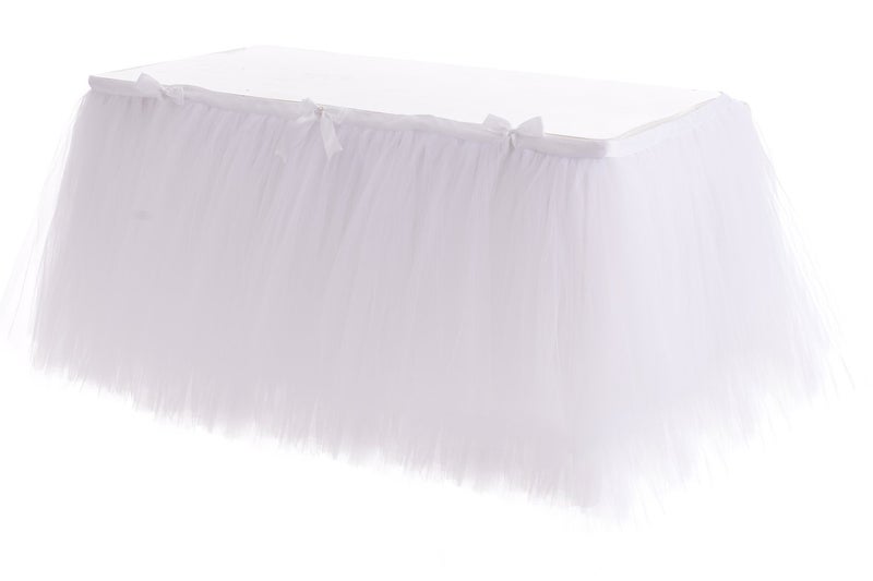 Table Skirt Wedding Baby Shower Birthday Bridal Shower Party White Tutu Table Skirt 9ft