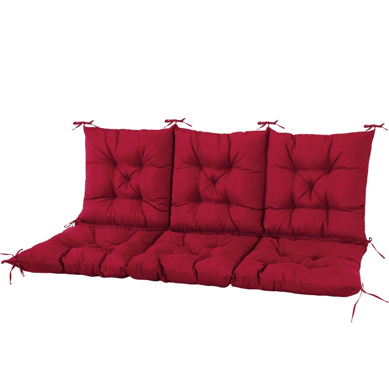 NACATIN 3 Seat Cushion for Outdoor Swing - 60x40 inches, 4" Thick Porch Swing Cushions with Ties and Storage Bag, Waterproof Bench Cushions for Patio, Outdoor, Backyard and Garden (Wine Red) - Image 2