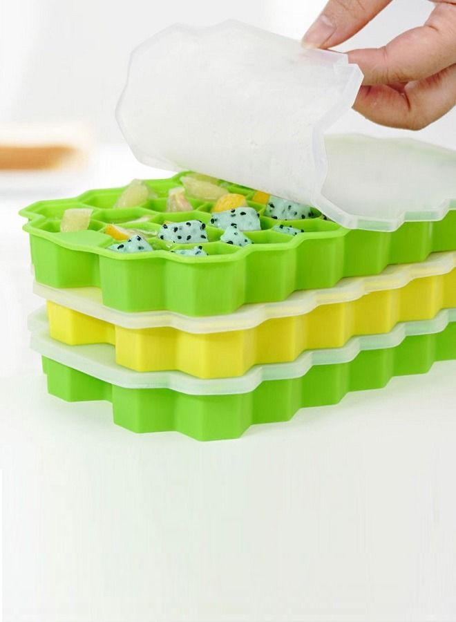 هومستر علبة مكعبات ثلج قابلة لإعادة الاستخدام على شكل قرص العسل حزمة من 3 عبوات السيليكون صغيرة مع غطاء قالب كرة لصنع الثلج - Image 5