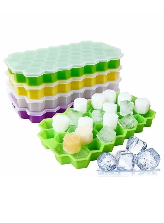هومستر علبة مكعبات ثلج قابلة لإعادة الاستخدام على شكل قرص العسل حزمة من 3 عبوات السيليكون صغيرة مع غطاء قالب كرة لصنع الثلج - Image 2