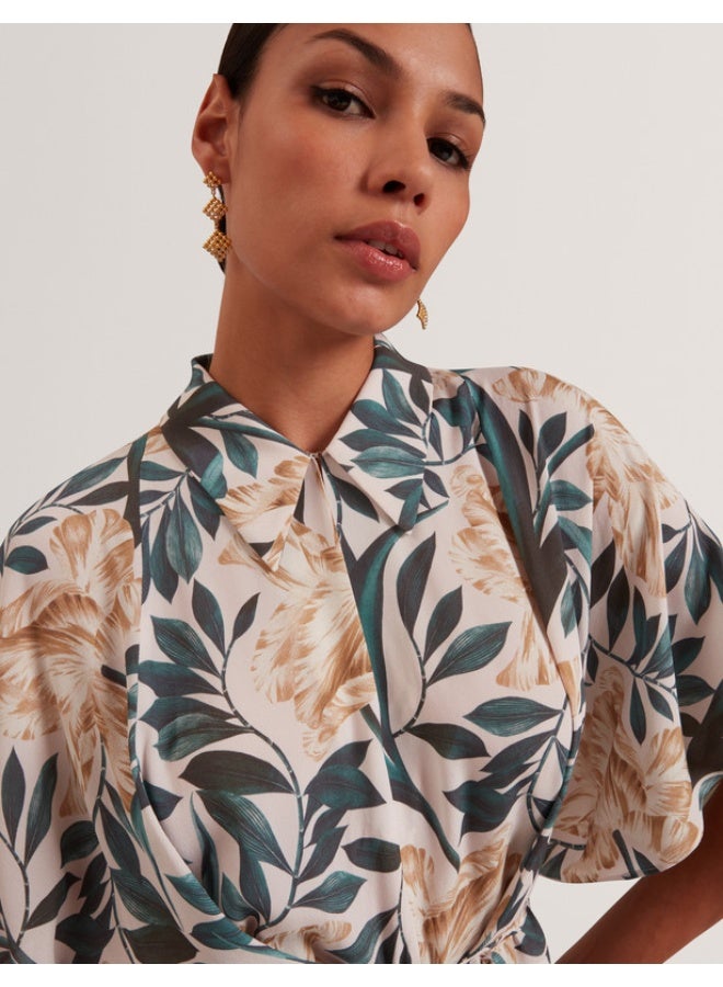 Ted Baker Printed Tie Detail Short Sleeve Shirt - Image 2