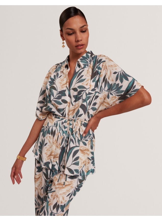 Ted Baker Printed Tie Detail Short Sleeve Shirt - Image 3