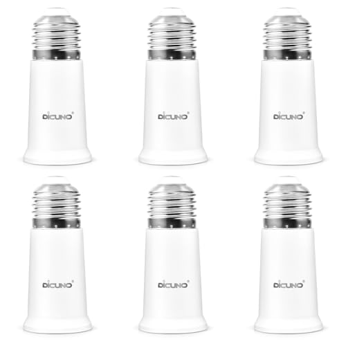 DiCUNO E26 Socket Extender, E26 Standard Medium Base Lamp Bulb Socket Adapter of 5CM/1.97 Inch Extension, Max 200W, Light Bulb Extender, 6 Pcs - Image 1