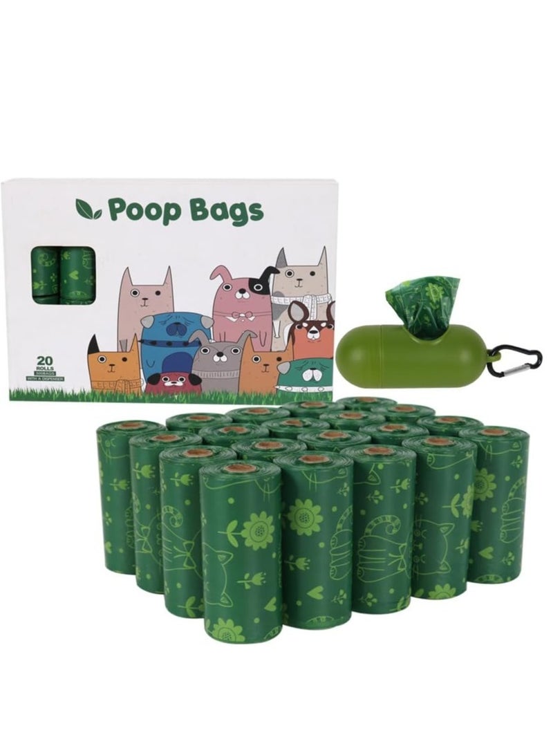 Biodegradable Dog Poop Bags – 300 Leak-Proof, Compostable Bags, 20 Rolls with Dispenser, Eco-Friendly Waste Disposal Solution for Dogs, Durable and Convenient, Ideal for Outdoor Walks and Pet Care - Image 1