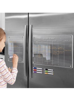 Generic Acrylic Magnetic Monthly Calendar Whiteboard for Refrigerator - Clear Dry Erase Memo Planning Board with Markers - Ideal Kitchen Organizer Notepad for Home and Office  - Image 1