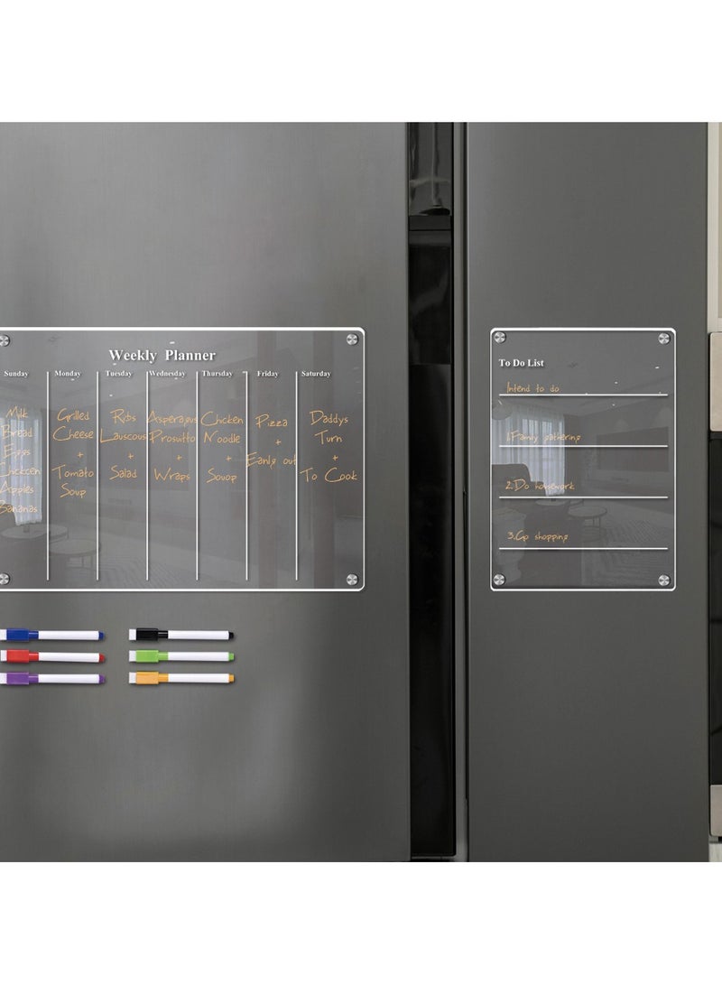 Acrylic Magnetic Monthly Calendar Whiteboard for Refrigerator - Clear Dry Erase Memo Planning Board with Markers - Ideal Kitchen Organizer Notepad for Home and Office - Image 4
