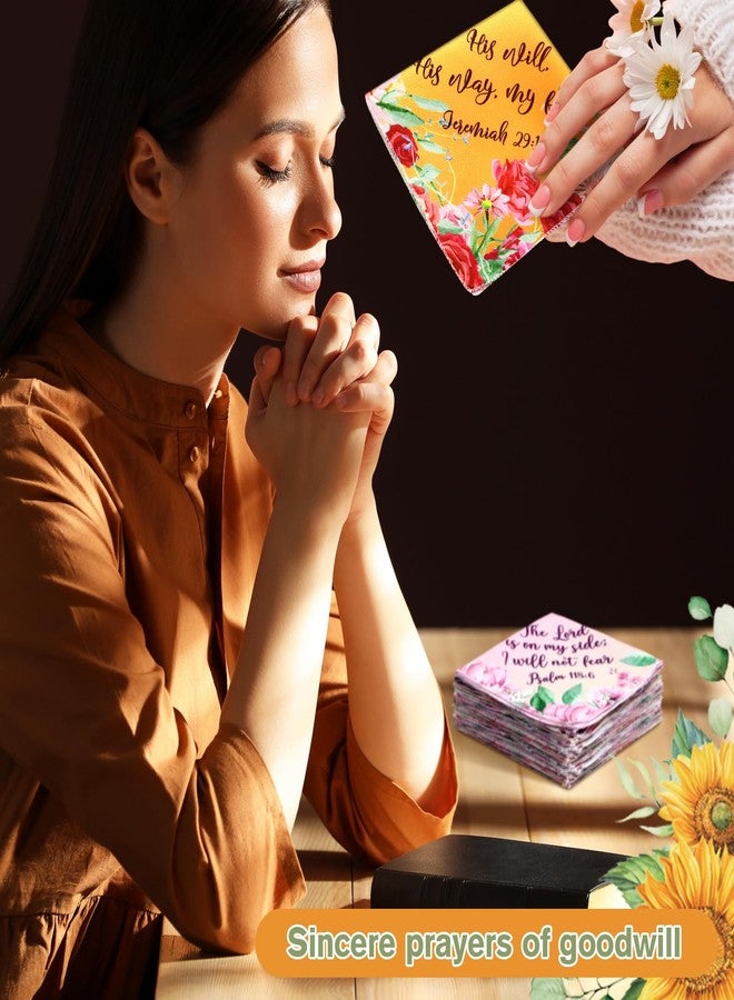 FuWeave 48 Pcs Christmas Christian Handkerchiefs Inspirational Quote Gifts for Women Bible Verse Church Handkerchiefs Bulk Floral Cotton Ladies Hankies Religious Xmas Gifts for Mom Birthday Party - Image 5