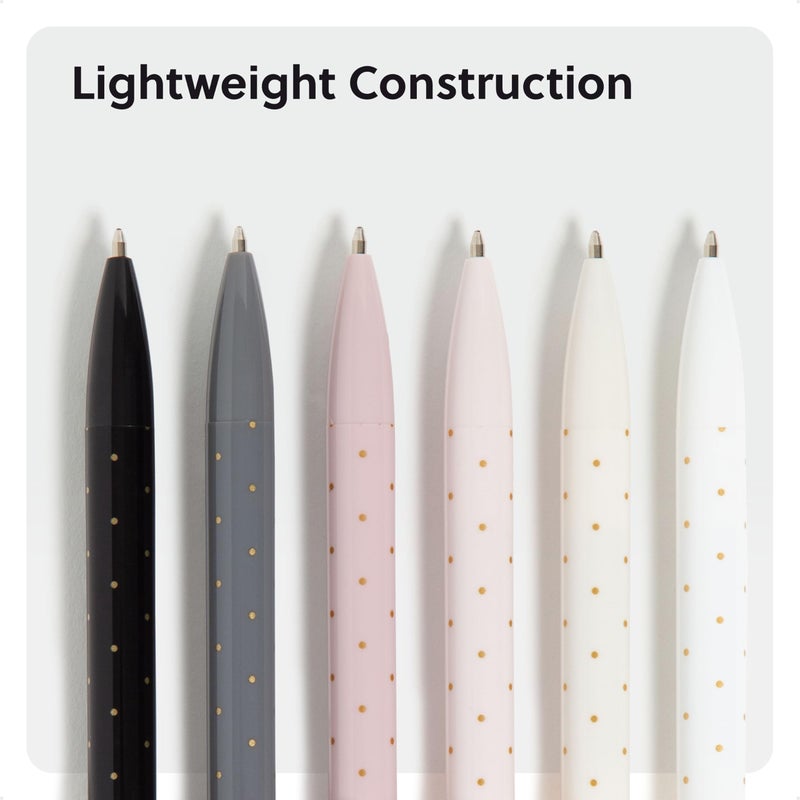 U Brands Laguna Ballpoint Pens, 6 Count, Foil Dots, Bold (1.0mm) Point, Black Ink - Image 4