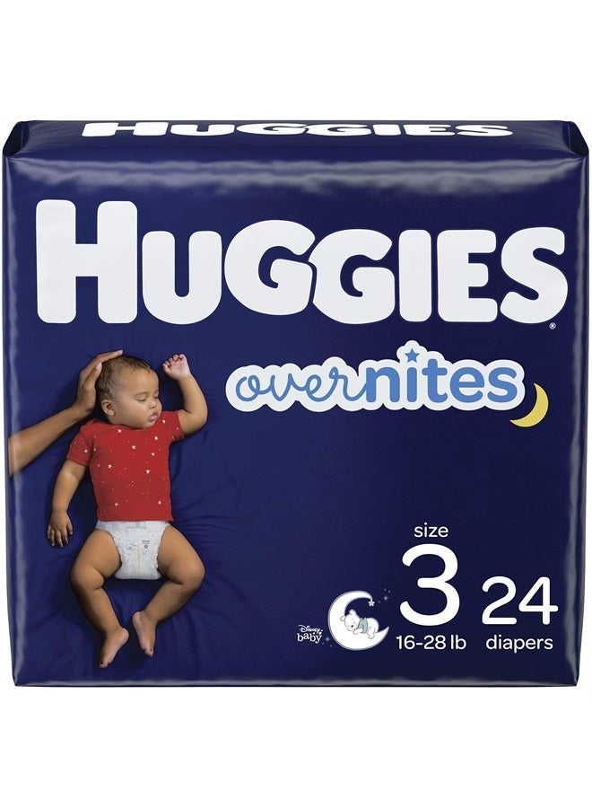 HUGGIES Nighttime Baby Diapers Size 3, 24 Ct, Huggies Overnites - Image 1