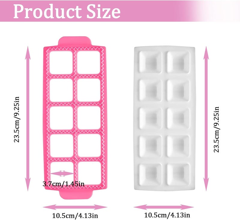 BangBoom Italian Pasta Making Mold Ravioli Tray Ravioli Mold and Cutter Square Pink - Image 2
