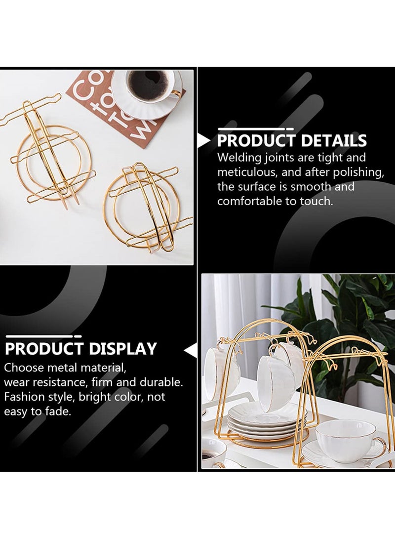 SYOSI Coffee Mug Holder with 6 Hook Hangers, Gold Coffee Cups Holder and Drying Rack, Metal Mug Tree, Cup Plate Drainer Stand, Ideal Organizer for Kitchen Counter and Tea Parties - Image 5