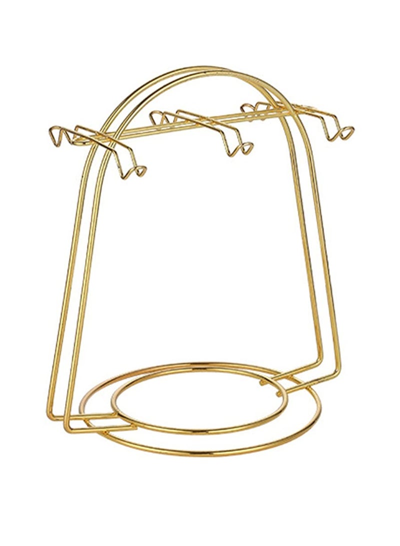 SYOSI Coffee Mug Holder with 6 Hook Hangers, Gold Coffee Cups Holder and Drying Rack, Metal Mug Tree, Cup Plate Drainer Stand, Ideal Organizer for Kitchen Counter and Tea Parties - Image 2