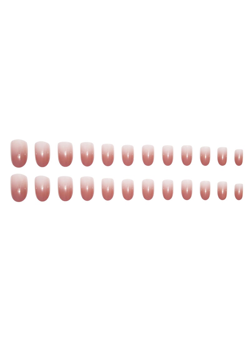 Generic 24-Piece Nude Color Gradient Wearable Nails, Short Style, Versatile, Removable, No Damage to Nails, Finished Nails Suitable for Girls - Image 3