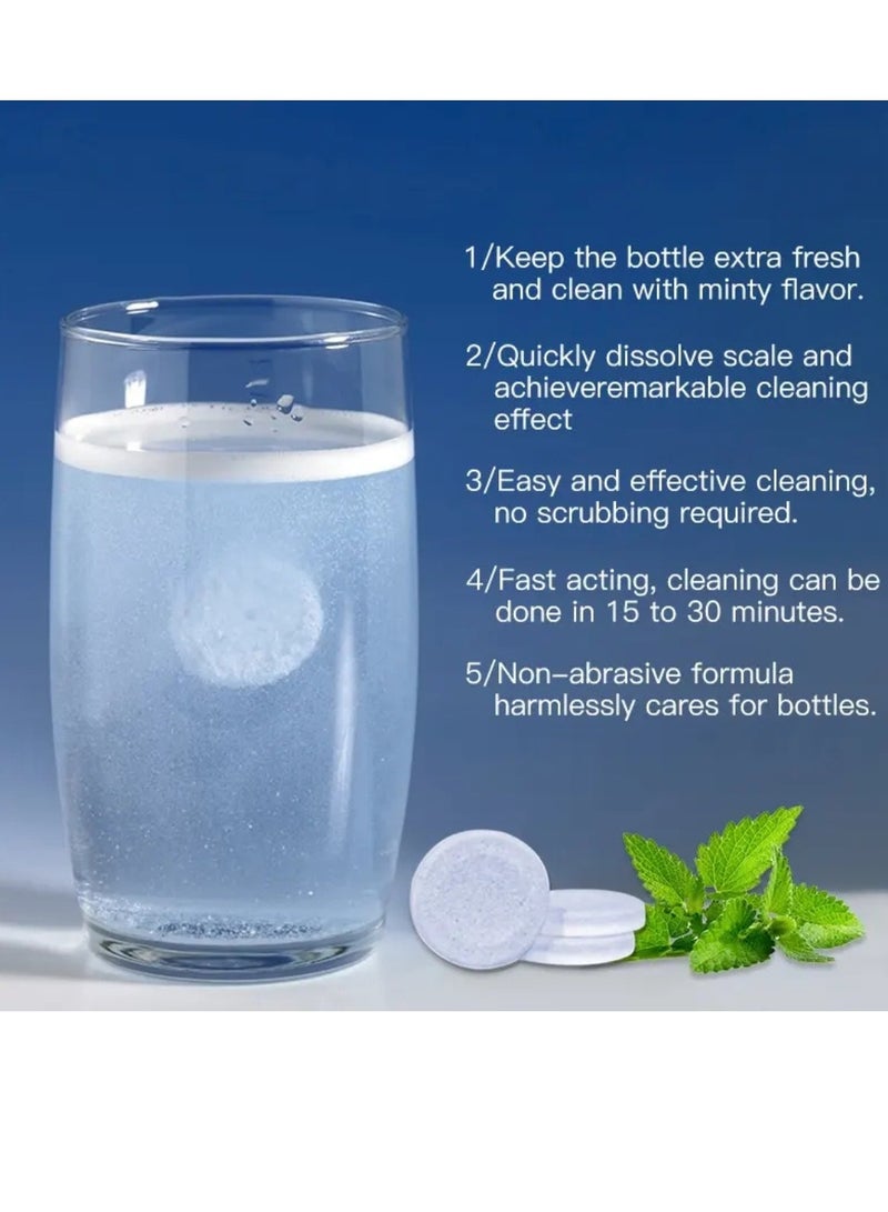 APPTI 24 Count Water Bottle Cleaning Tablets Bottle Cleansing Tablet Hydration Pack Cleaning Tablets for All Plastics and Glass Drinking Container Mint Flavor Deep 15Min Clean Cleaner Tablets  - Image 2