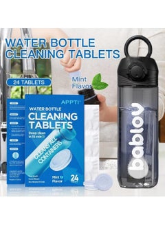 APPTI 24 Count Water Bottle Cleaning Tablets Bottle Cleansing Tablet Hydration Pack Cleaning Tablets for All Plastics and Glass Drinking Container Mint Flavor Deep 15Min Clean Cleaner Tablets  - Image 5