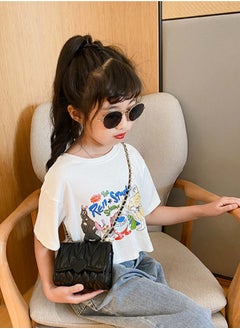 WAOKN Stylish Heart Shape Shoulder Bag for Girls, Square Crossbody Bag Messenger Bag for Kids, Key Coin Handbag for Teenagers, Chain Children Accessories Coin Purse Small Bag(Black)  - Image 2