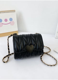 WAOKN Stylish Heart Shape Shoulder Bag for Girls, Square Crossbody Bag Messenger Bag for Kids, Key Coin Handbag for Teenagers, Chain Children Accessories Coin Purse Small Bag(Black)  - Image 3